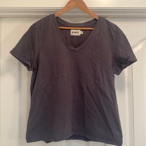 Pact Organic Gray “The Frame” V-Neck Tee L
